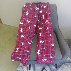 Women's Red Plaid Scottish Terrier Scotty Dog Pajama Pants PJs Size XL